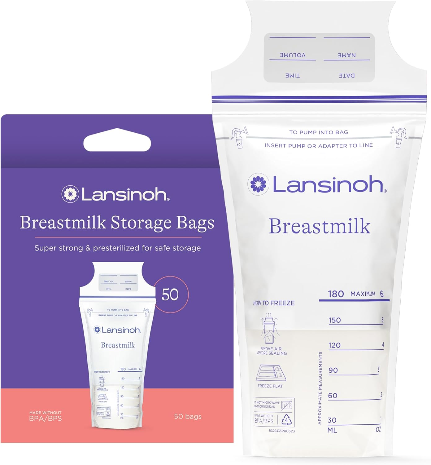 Lansinoh Breastmilk Storage Bags, BPA Free and BPS Free, 50 Count image number 1