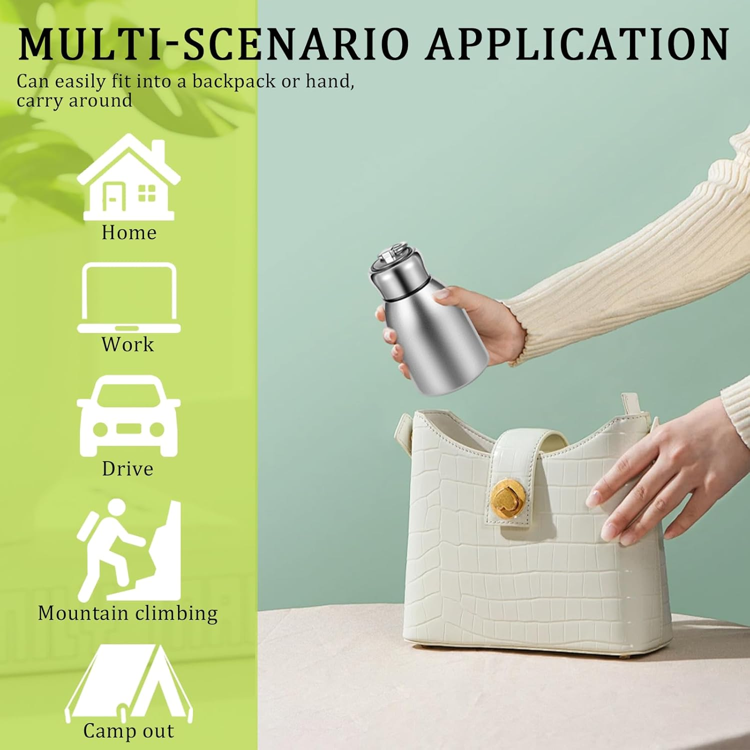 2 Pcs Mini Water Bottle, Mini Insulated Stainless Steel Bottle, 10Oz Insulated Water Bottle, Reusable Leak Proof Stainless Steel Thermos, Leakproof Travel Mug Portable for Home School Office Camping