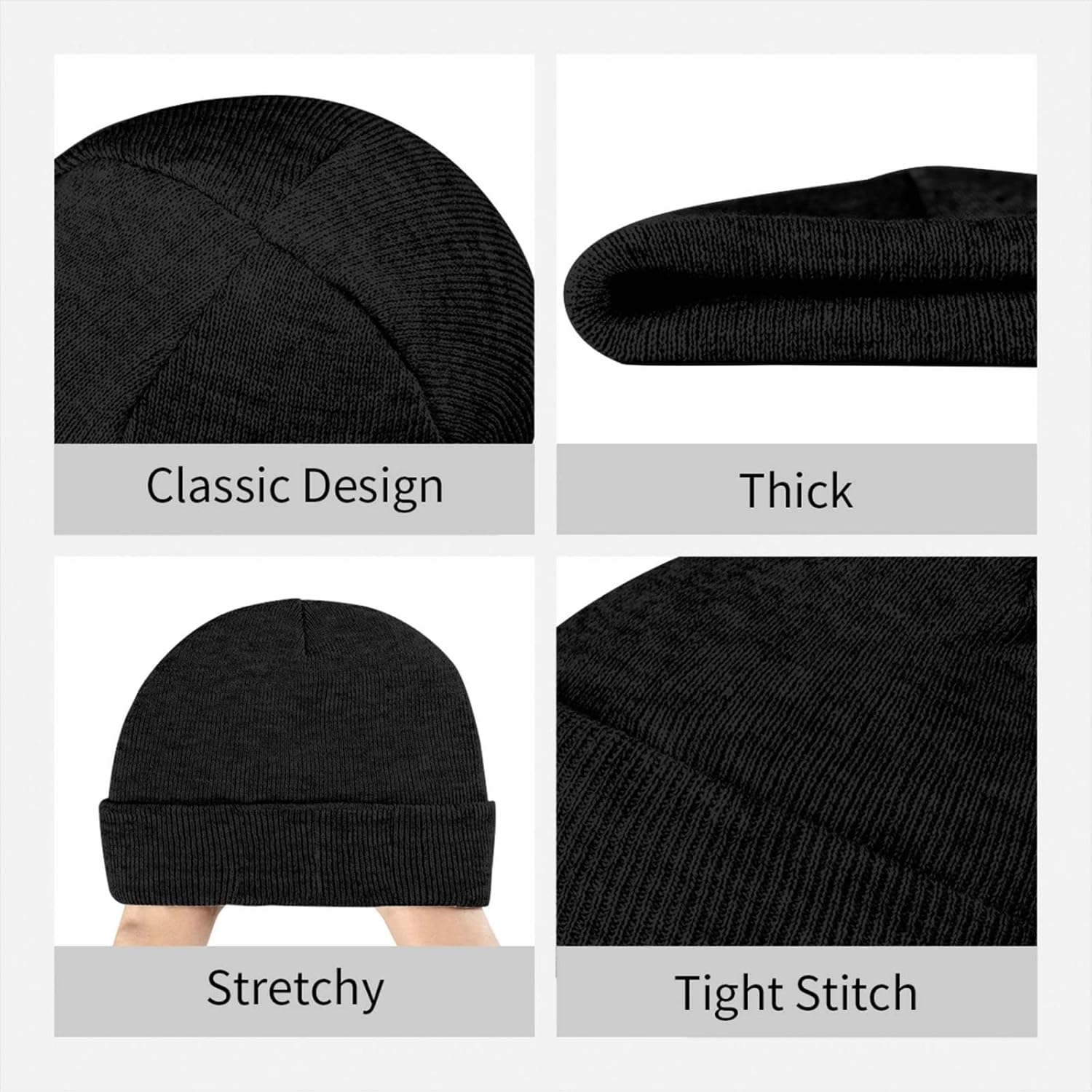 DRTGEDS Swiss Flag Winter Beanie for Men Women,Warm Lined Beanie Soft Warm Knit Hat Cuffed Cap for Cold Weather - Black image number 3