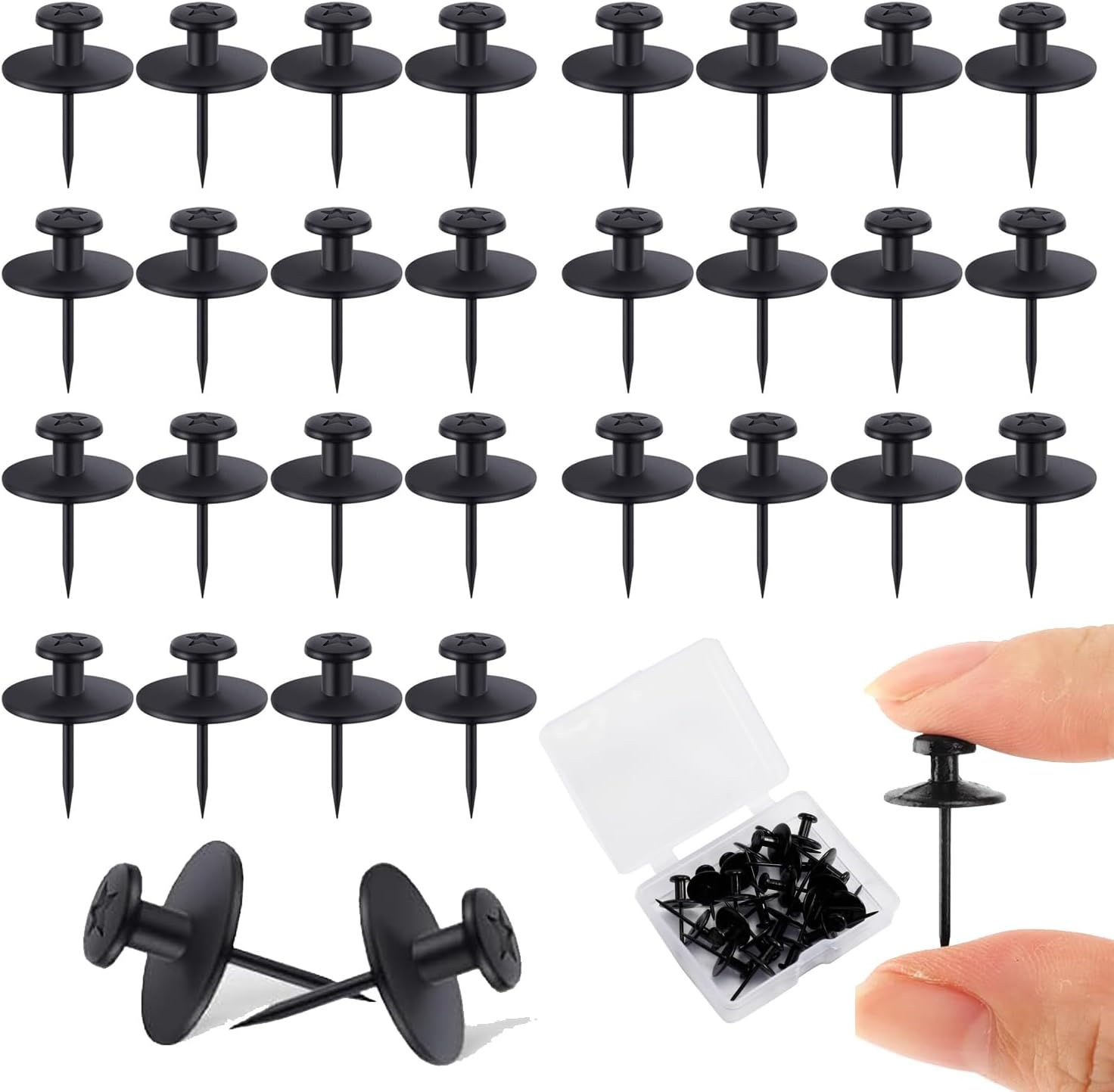 Xinghonyac 30 Pcs Double Headed Picture Hanging Nails, Double Headed Nails, Thumb Tacks for Wall, Picture Photo Frame Small Head Hanging Nails, Decorative Push Pin Hooks for Home, Office, School image number 1
