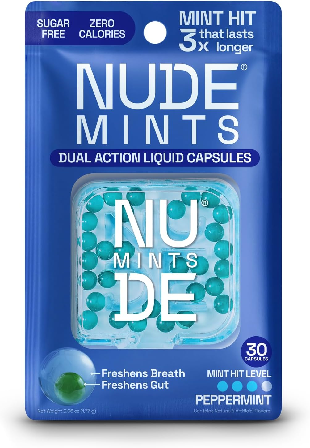 NUDE Breath Mints for Bad Breath - SEXY SPEARMINT | 2 in 1 Keto Friendly Sugar Free Mints | Gluten Free Bad Breath Treatment for Adults | Carbs | Calorie | Breath Freshener for People | Instant Fresh | Cleanse Gut | SPEARMINT | 5 Pack | 150 Mint Capsules