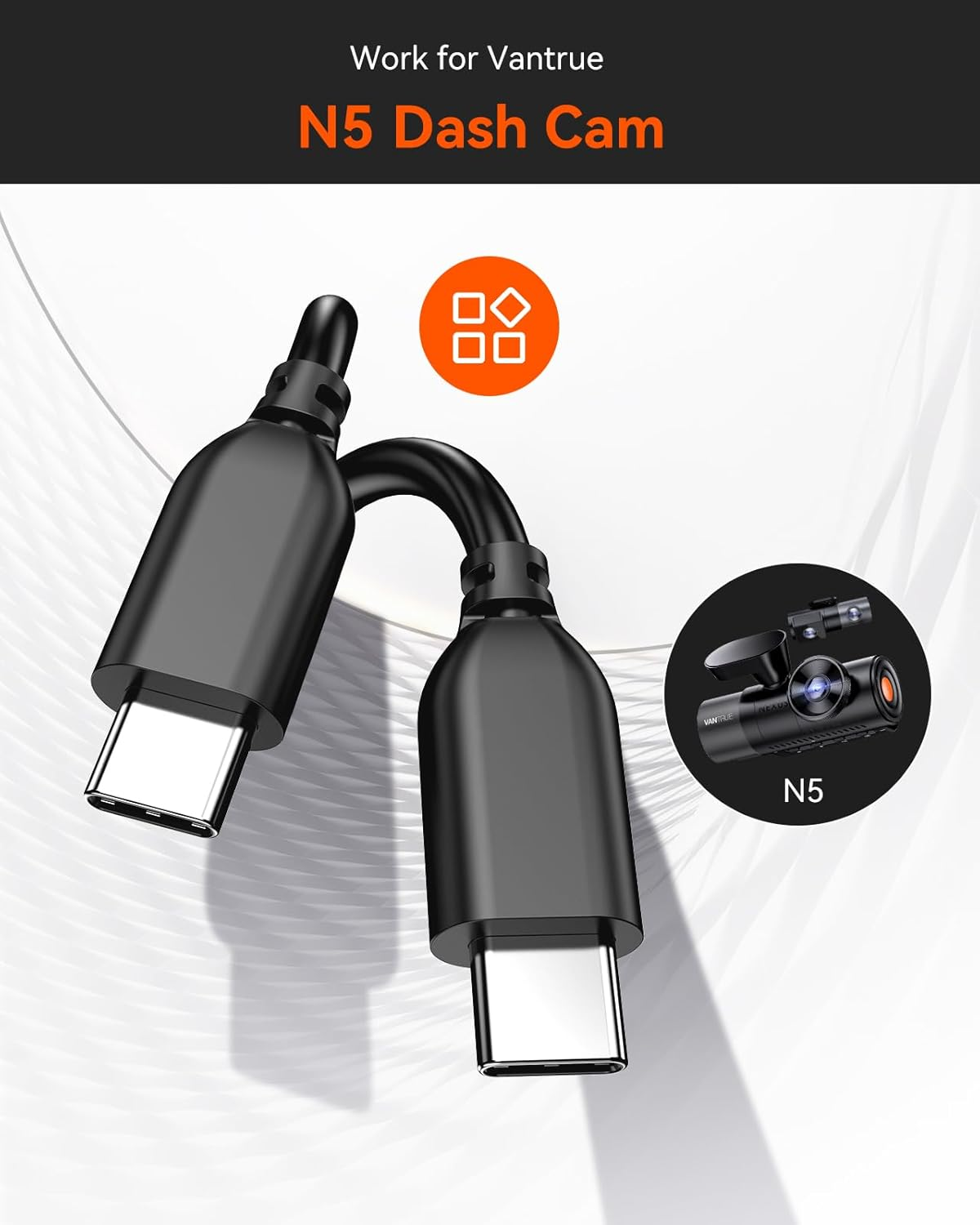 VANTRUE 29.5Ft Extensive Cable for N5 Dash Cam Rear Camera, Fit for Truck, Van, Trailer, Bus, Motor Home, RV, Camper