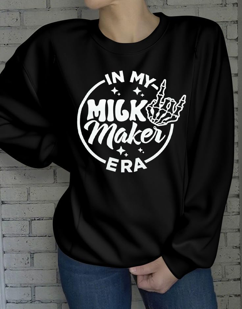 Maternity Nursing Sweatshirts for Women Friendly Zip Breastfeeding Pullover Top Mama'S Boobery Print Clothes image number 4