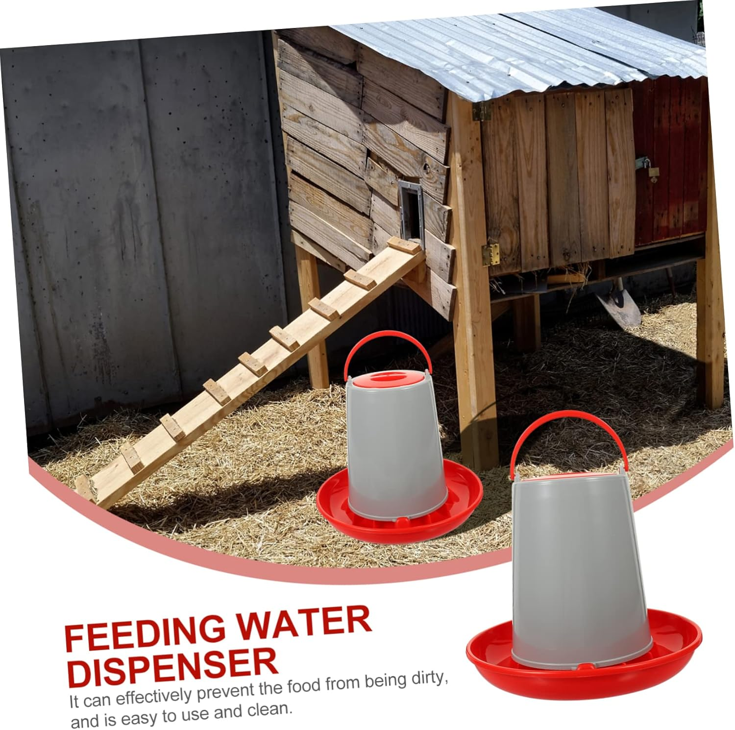 HANABASS 2Pcs Plastic Chicken Feeding Trough Practical Poultry Food Trough Feeder for Outdoor Use Material for Poultry Feeding Supplies image number 2