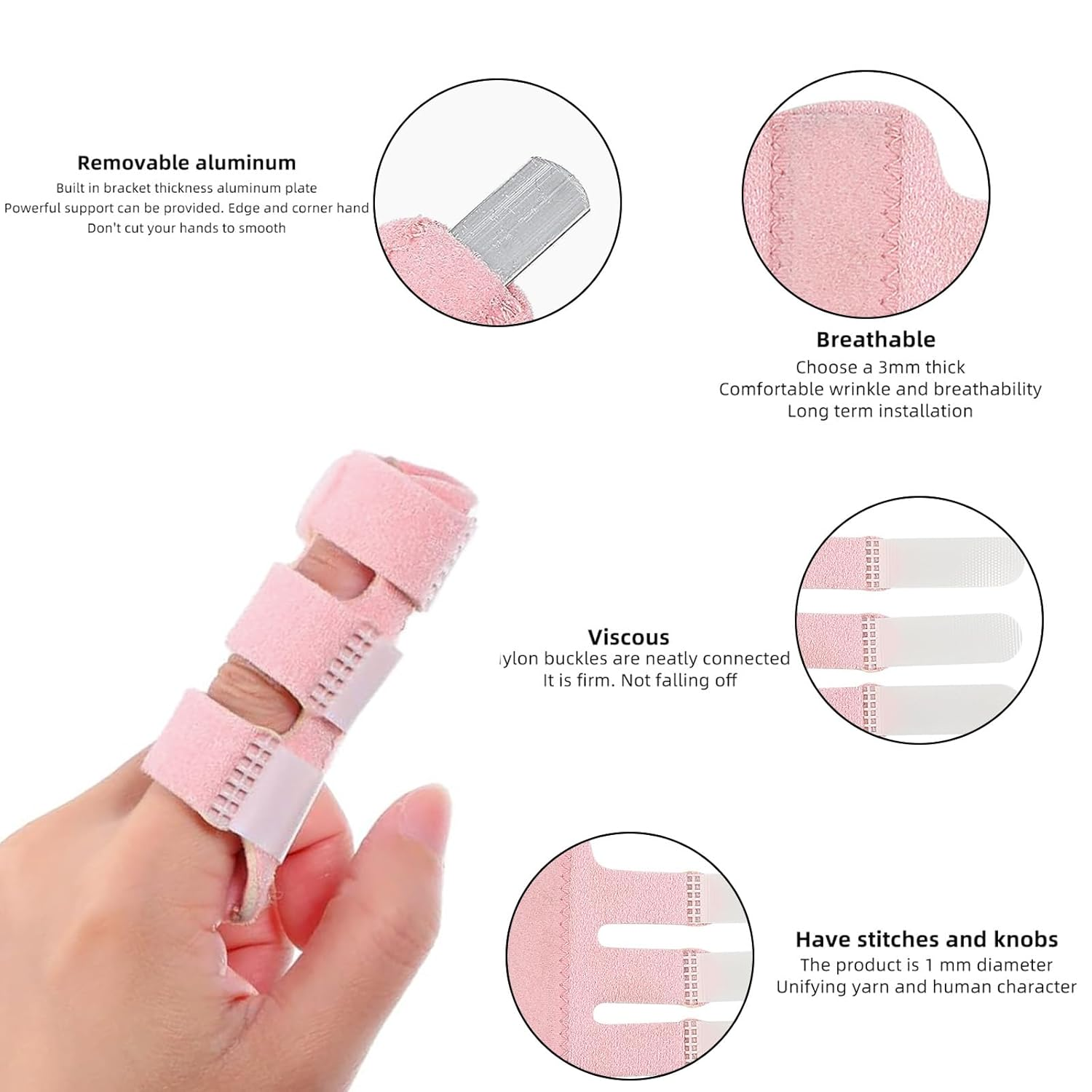 Finger Splint - 4 Pcs Trigger Finger Splints Brace for Broken Finger Protection, Knuckle Immobilization, Straightening Arthritis Pain Relief (Pink) - Pink image number 4