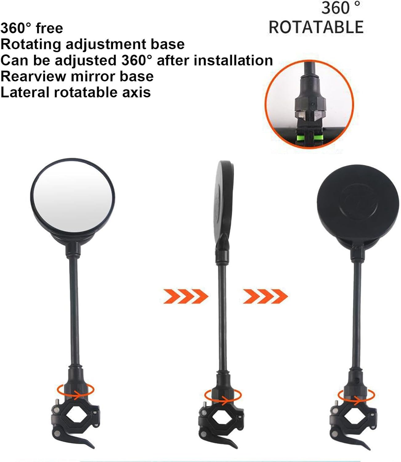 Stroller Rotating Mirror - Child Stroller Mirror, Convex Mirror for Stroller | Easy Install Safety Mirror, Stroller Accessories Mirror image number 2