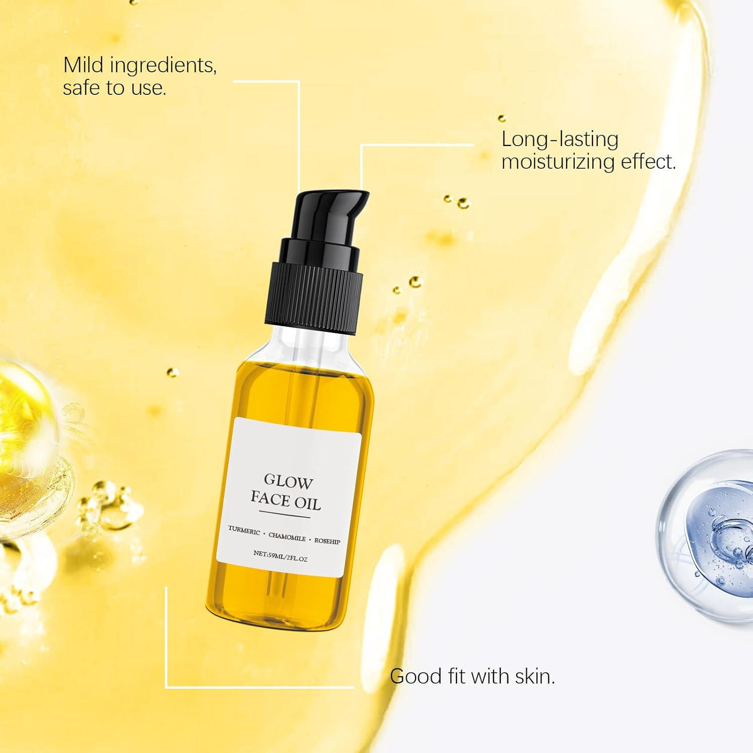 Turmeric Oil for Dark Spots, Dark Spot Corrector Face Serum, Turmeric Root Extract and Castor Oil, Moisturized Smooth Skin, Daily Glow Serum for Face and Neck image number 1