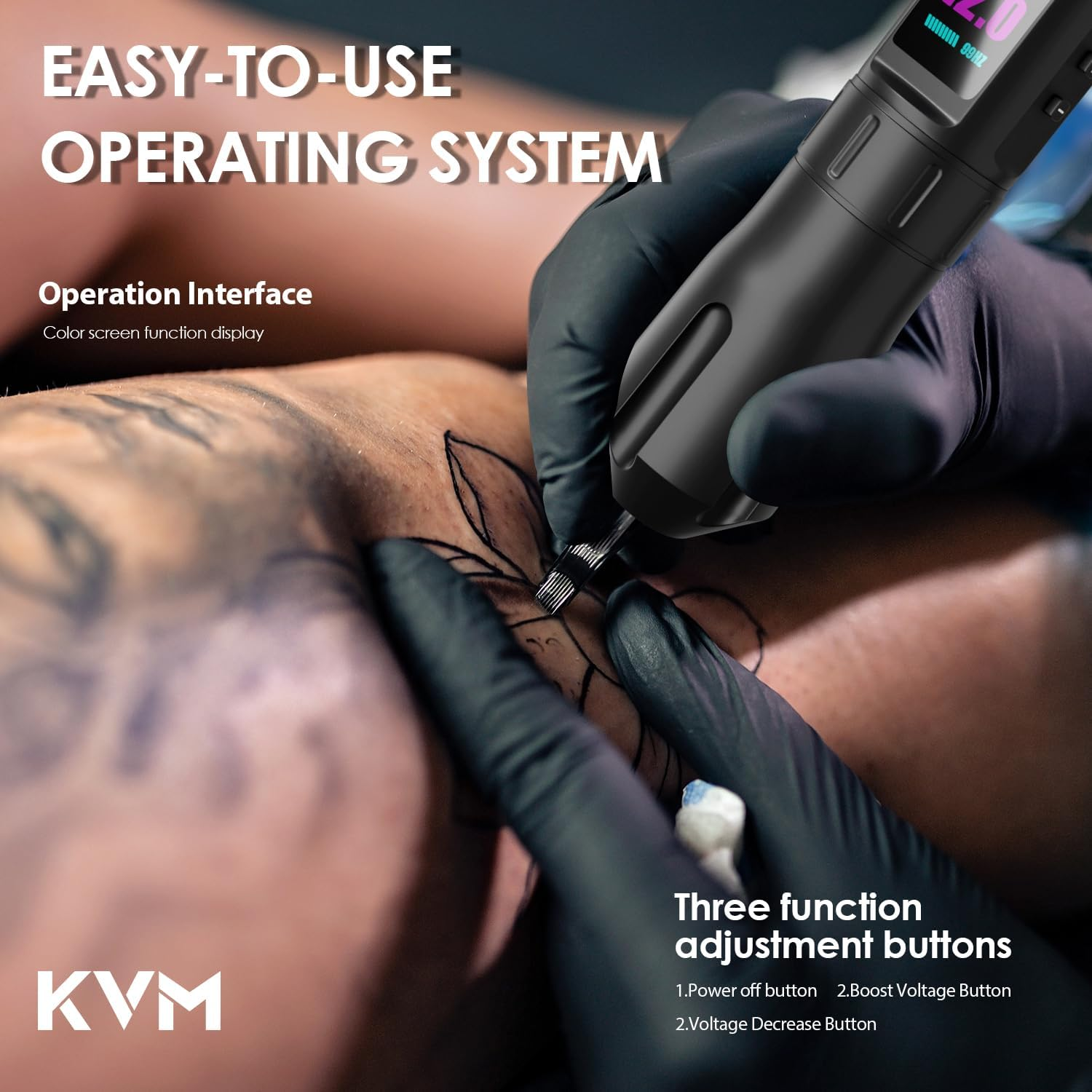 KVM Large IPS Screen Tattoo Kit Wireless 1800Mah Suitable for Professionals Kits （Tattoo Ink Are for Tattoo Practice Use Only） image number 2