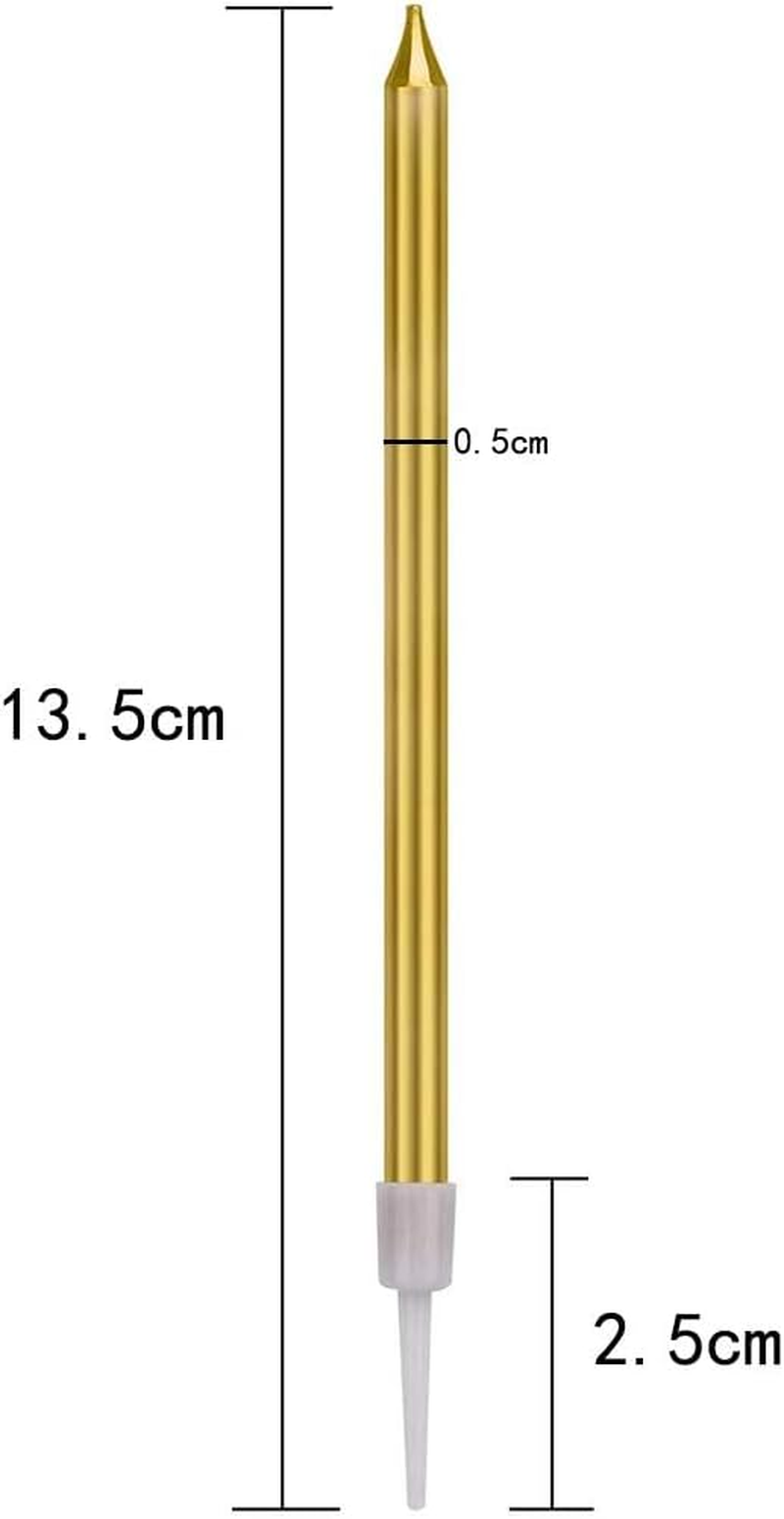 Birthday Cake Candles, 24 Pcs Golden Cake Candles, Long Thin Birthday Candles for Birthday, Party Candles (5.3 X 0.2Inch)