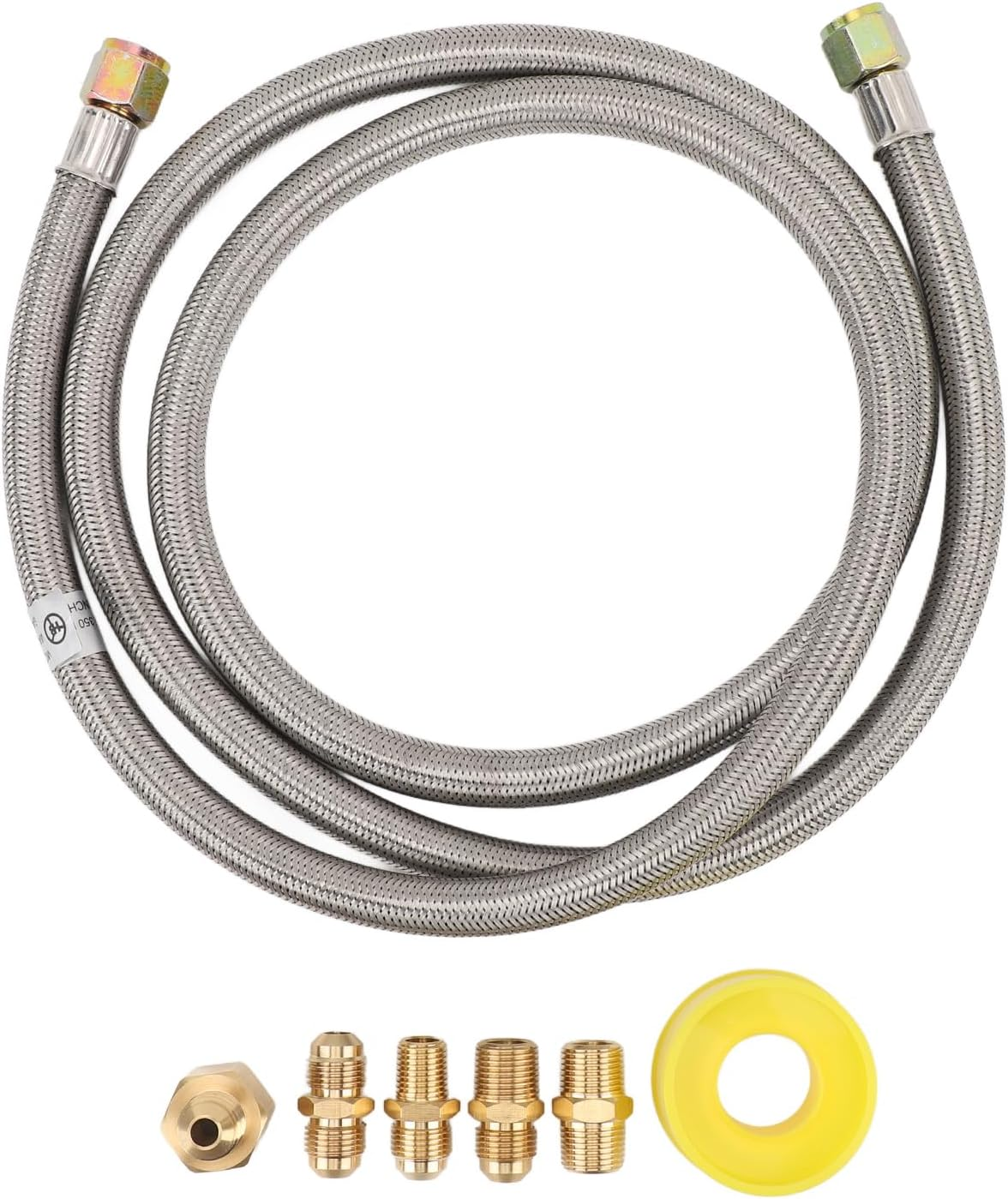 Tbest RV Gas Line Hose Extension 7Pcs 6Ft Stainless Steel High Pressure Flexible Quick Connect Fittings for RV Trailer Van Tank Pits Gas Grills Heaters image number 4