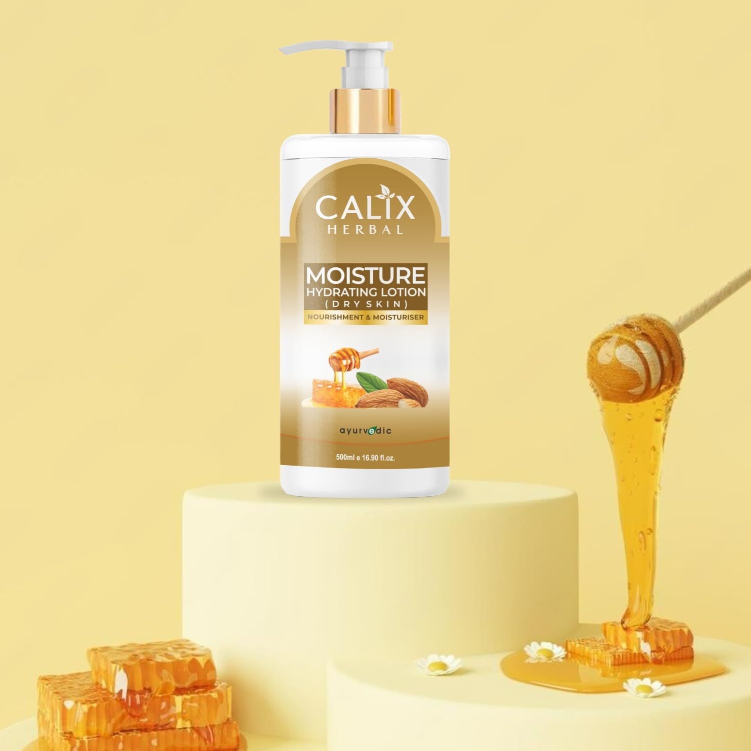 Calix Herbal Pure Organic Moisture Hydrating Lotion Dry Skin for Natural Ayurvedic Skin Care with Almond & Honey - 500 ML image number 2