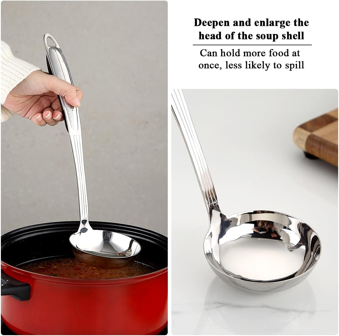 Berglander Stainless Steel Kitchen Utensils Set 6 Pcs, Cooking Utensil Sets, Kitchen Gadgets Essentials Include Metal Spatula Set, Skimmer, Ladle, Serving Spoon, Slotted Spoon, Carving Fork image number 3