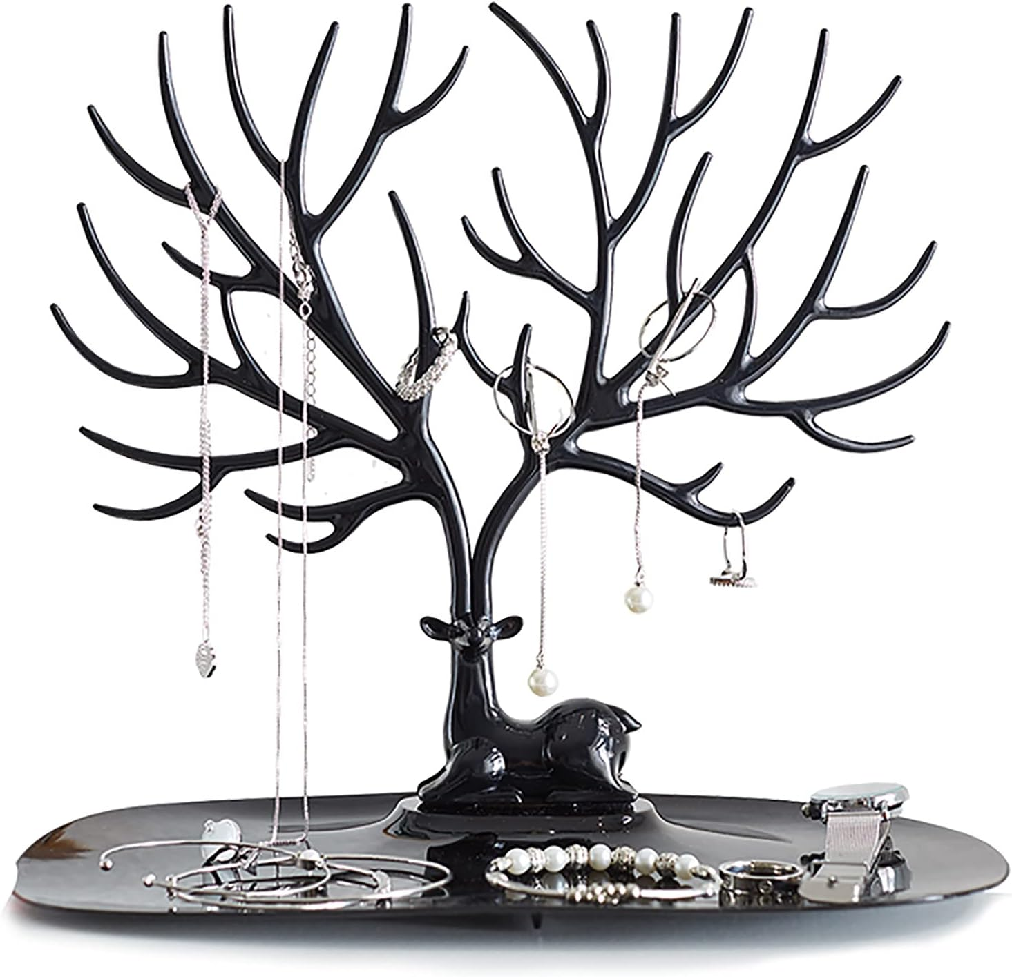 YCYUYK Jewelry Display Stand Hanging Organizer Table Top Necklace Holder Bracelet Ring Holder Trinket Tray Tree Stand Pink