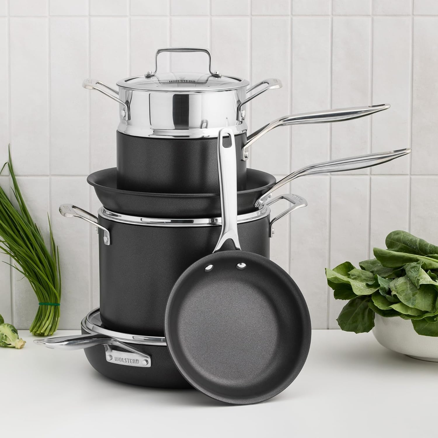 Wolstead Superior+ 6-Piece Nonstick Cookware Set, Triple Layer, Pots and Pans, Induction Base, Oven Safe, PFOA Free