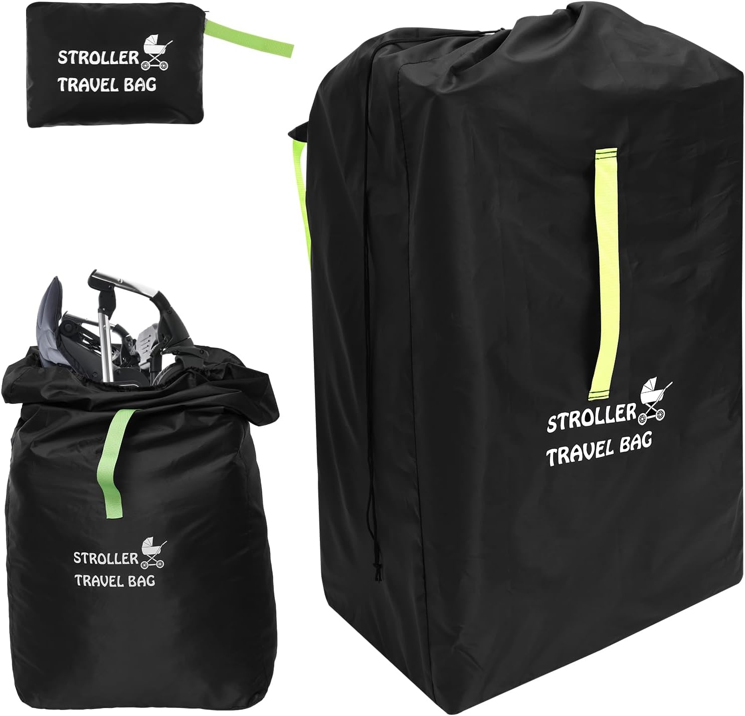 Stroller Bag for Airplane Travel Waterproof Oxford Cloth Baby Car Seat Travel Bag with Adjustable Shoulder Strap Fit Convertible Car Seat, Gate Check Bag Cover for Airplane (Black- 1Pack)