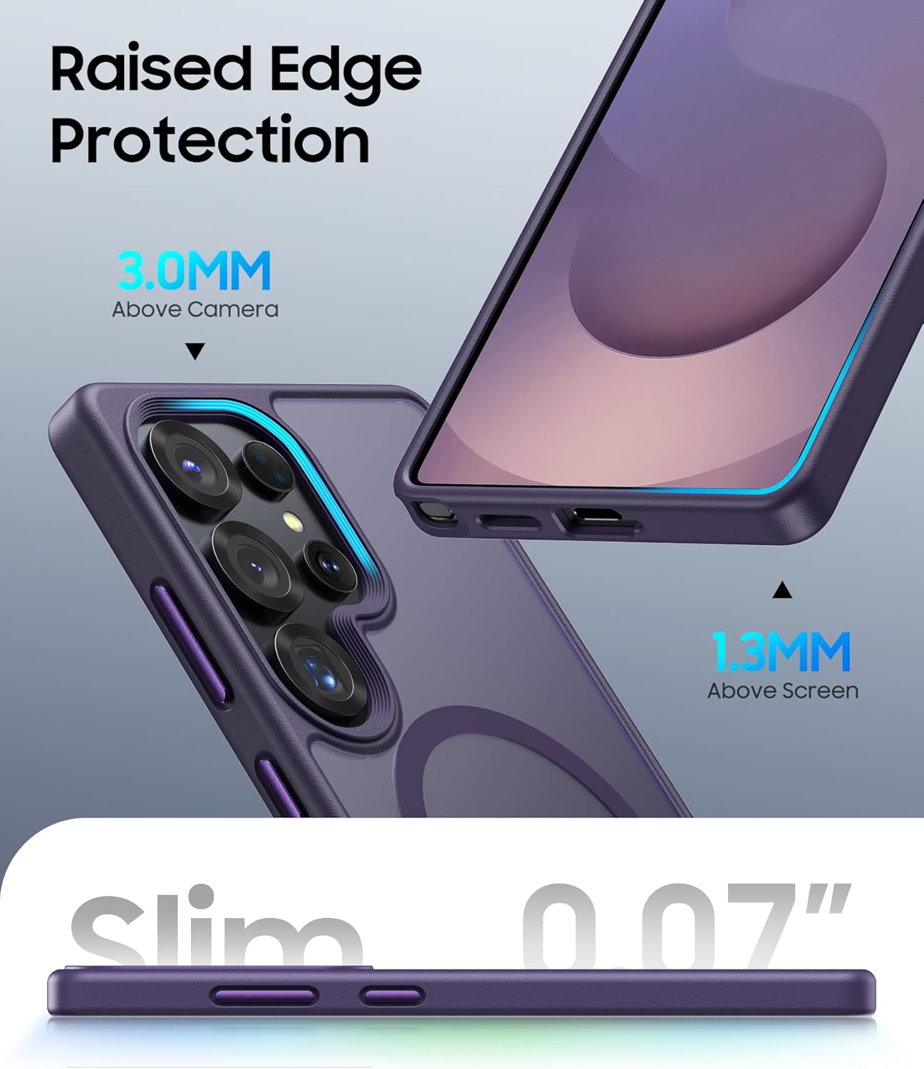 For Samsung S25 Ultra Magnetic Case, Slim Compatible with Magsafe & Wireless Charging, Military Grade Drop Proof, Translucent Silicone Men Women Protective Case for Galaxy S25 Ultra, Purple image number 6
