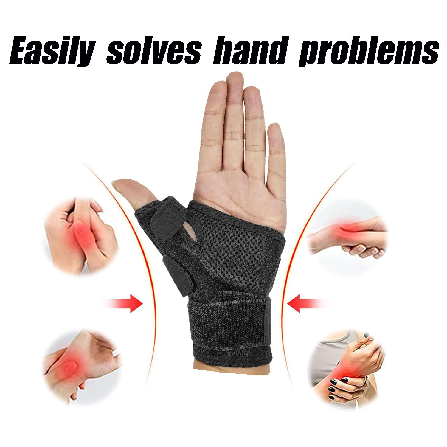 Wzenclave Thumb Splint with Wrist Brace Reversible Thumb Splint Arthritis Pain and Support Sprains Tendonitis Relief Adjustable Thumb Stabilizer Suitable for Both Men and Women'S Left and Right Hands - Black image number 4