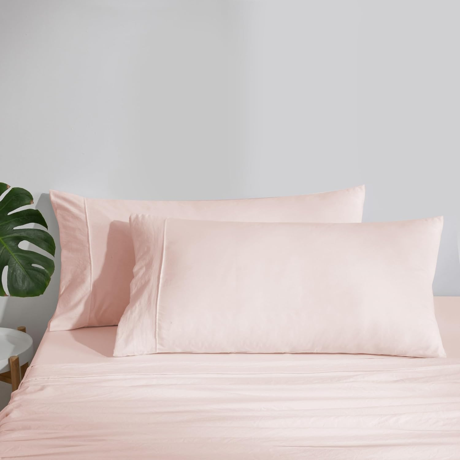 Dreamaker Superfine Washed Microfiber King Pillowcase Super Soft Microfibre All Season Breathable and Warm Wrinkle Resistant Machine Washable - Twin Pack Blush Pink