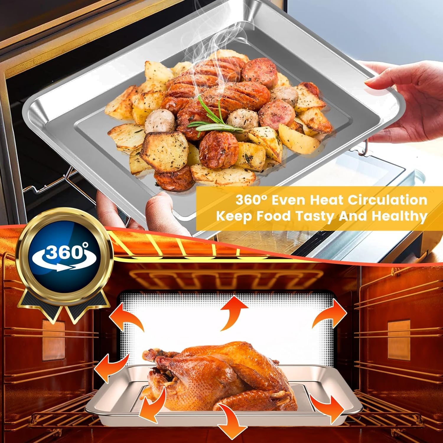 Air Fryer Tray Replacement for Cuisinart TOA-60 TOA-65 TOA-70 Toaster Air Fryer Convection Oven, 12.2 * 11''Mesh Air Fryer Stainless Steel Basket Wire Rack Accessories Parts, Dishwasher Safe image number 3