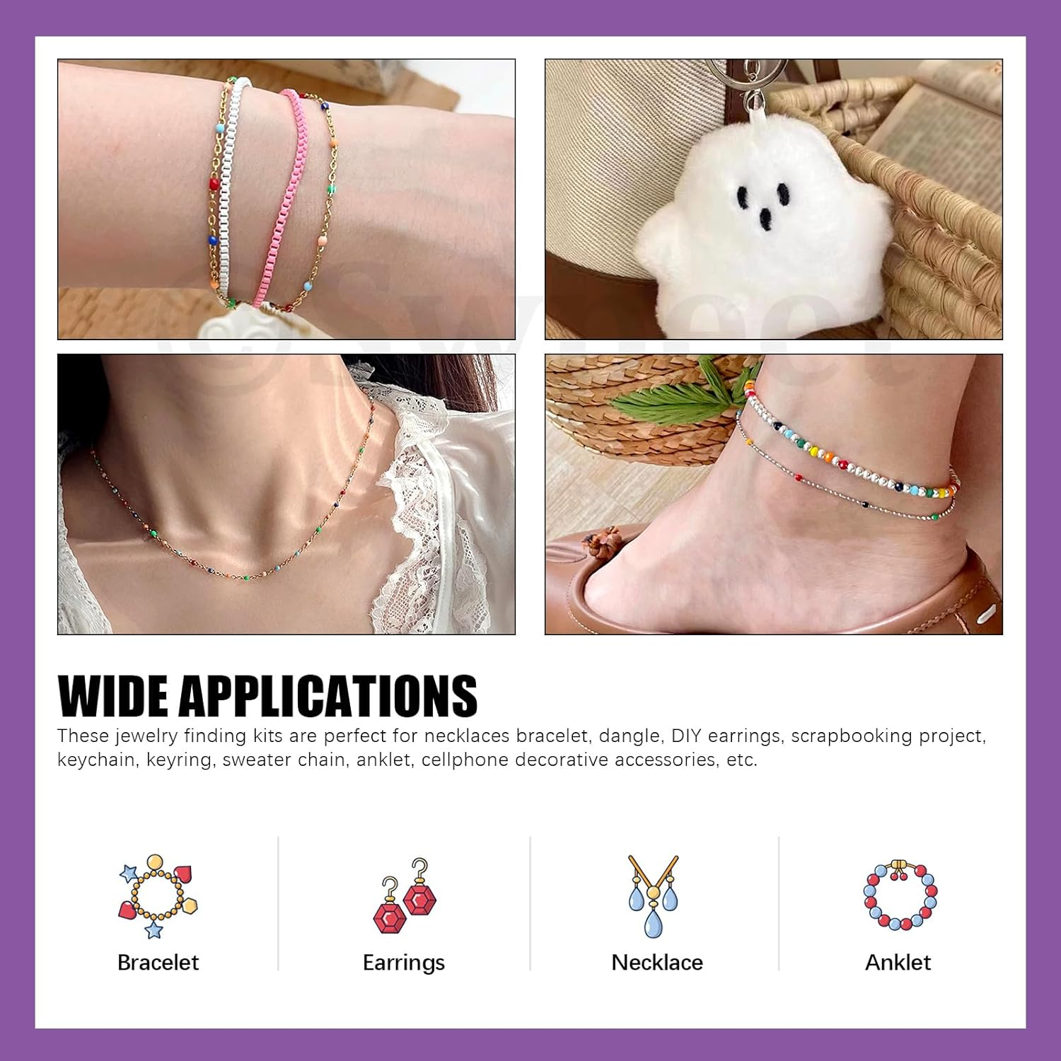 Swpeet 430Pcs Bronze Ribbon Bracelet Assortment Kit, Bookmark Pinch Crimp Ends Lobster Clasps with Jump Rings and Chain Extenders for DIY Making Bookmark Pinch Bracelet Choker Necklace image number 4