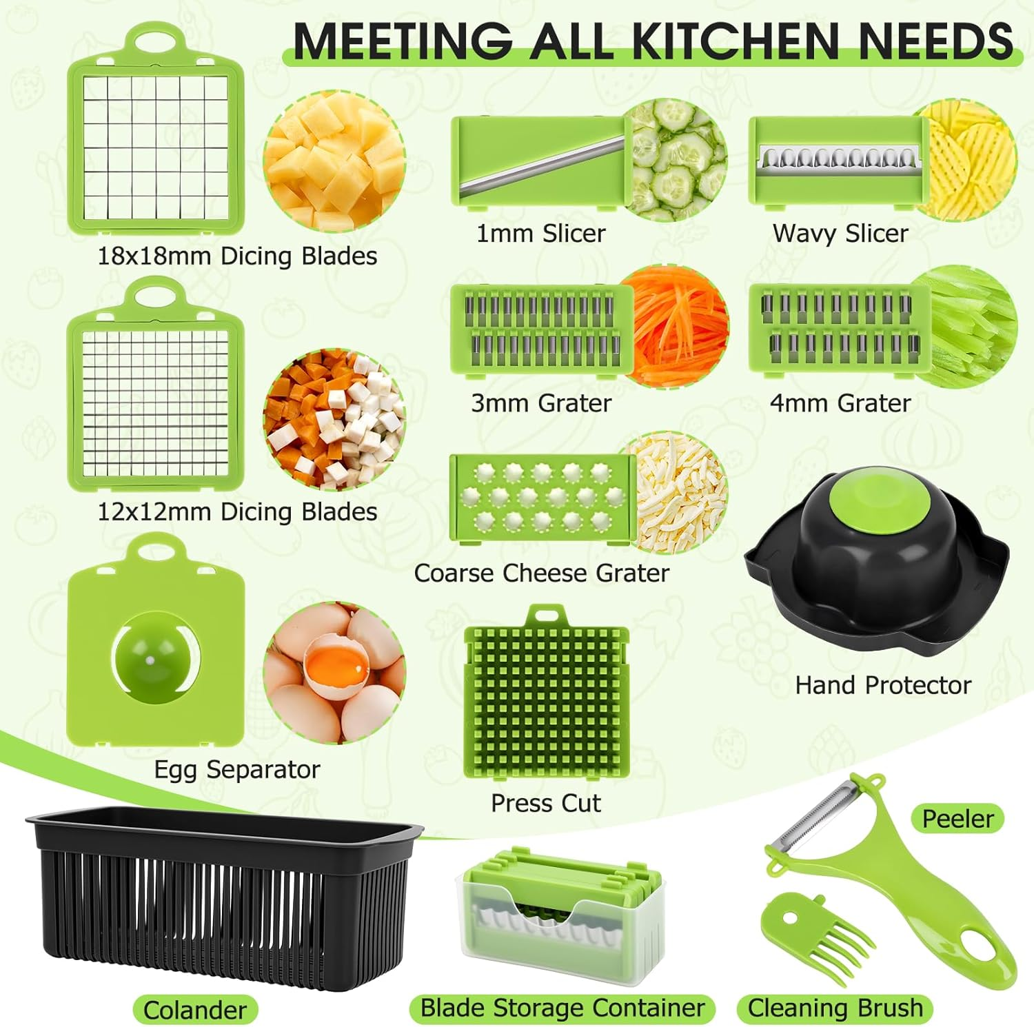 WODHMIEY Vegetable Chopper Cutter Slicer, 14-In-1 Multifunctional Food Veggie Onion Potato Fruit Dicer with Container, Cheese Grater, 8 Interchangable Blades, Kitchen Tools Gadgets image number 5