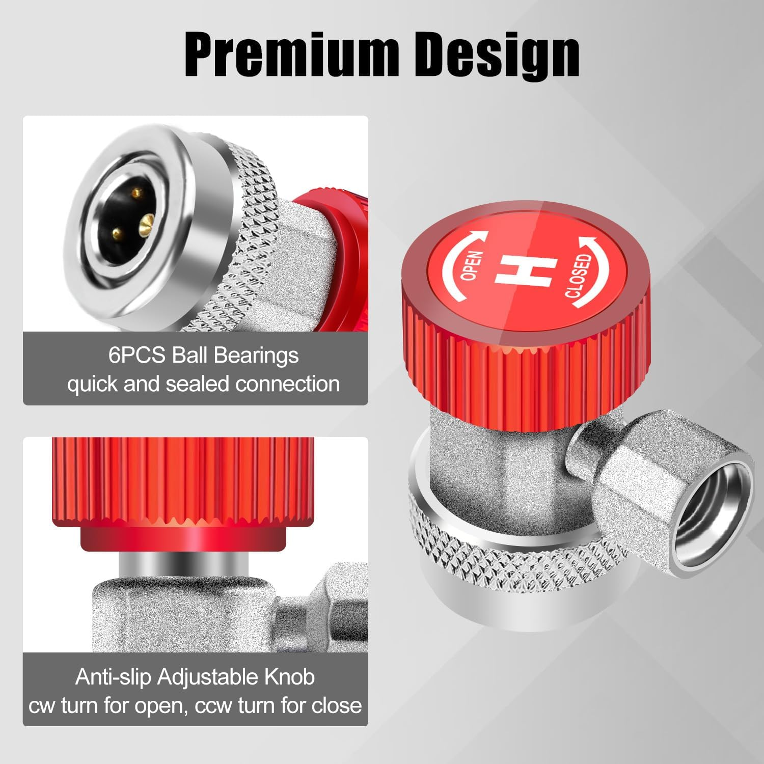 ADAFIRST AC R134A Adjustable Quick Coupler Adapters Work as Auto Air Conditioning Manifold Gauge Fittings, Automotive HVAC Low and High Side Service Port Connectors Connect Car Freon Charging Hose image number 2