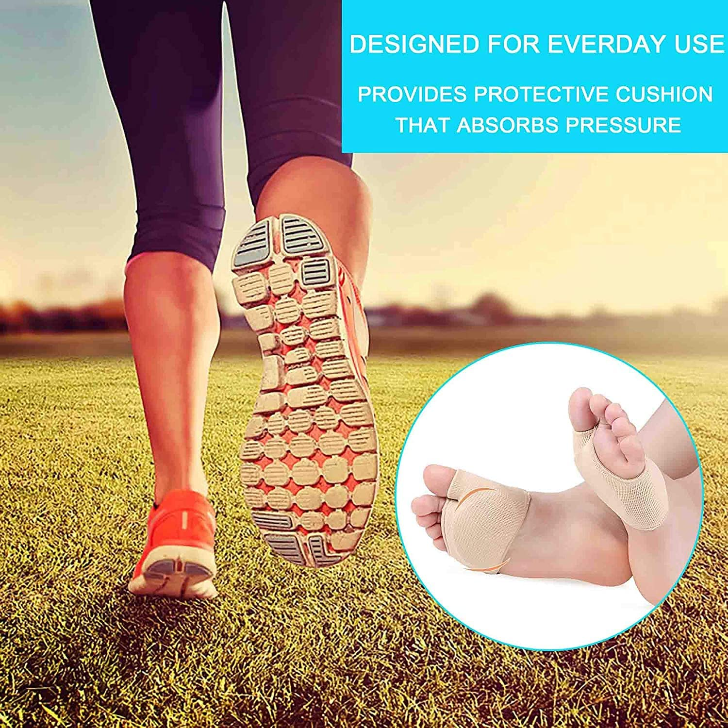 Metatarsal Sleeve Pads Soft and Comfortable Ball of Foot Cushions Pain Relief Forefoot Pads for Women and Men, 2 Pairs (Small) image number 3