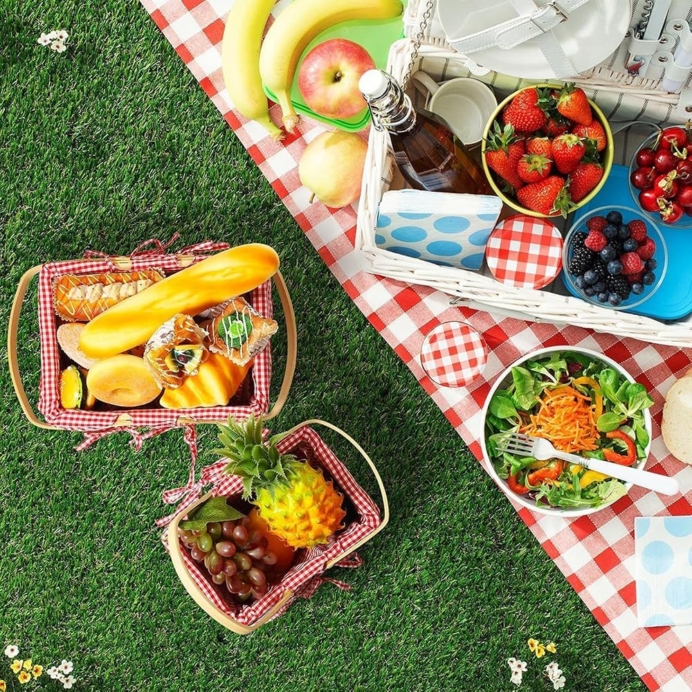 Wicker Basket with Double Folding Handle, Picnic Basket Hand Woven Basket Storage Basket Flower Girl Storage Basket Decorative Basket, Willow Basket, Linen Gift Wedding Baskets image number 3