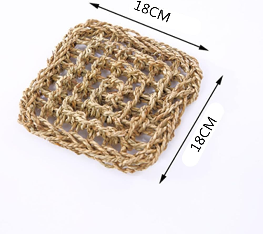 Seagrass Mat Hermit Crab Climbing Toy,Granmagazz Hermit Crab Climbing Toys, Lizard Hammock with Suction Cup, Natural Seagrass Woven Net, Accessories for Small Reptiles image number 1