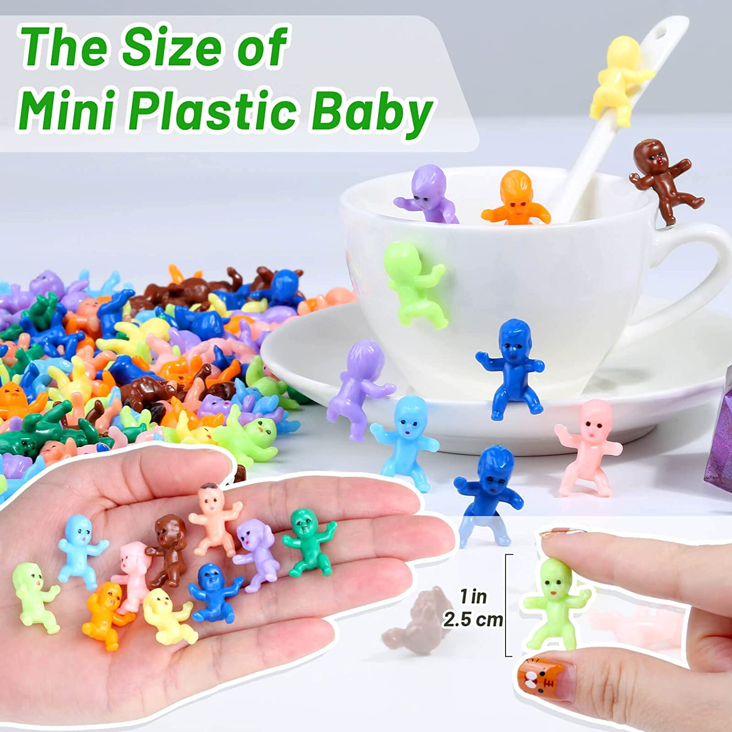 Mini Plastic Babies, Selizo 200Pcs Tiny Plastic Baby Figurines Small King Cake Babies Bulk for Ice Cube My Water Broke Baby Shower Games (10 Colors)