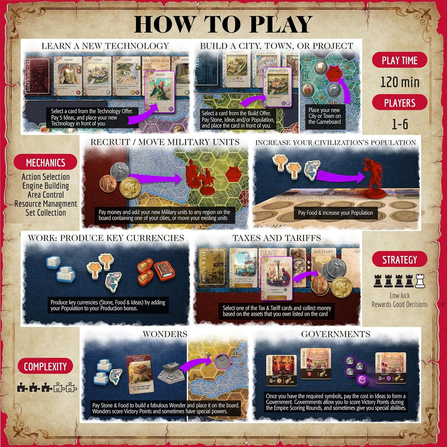 Mosaic: a Story of Civilization - Strategy Board Game for Adults and Family | Fast, Fun, Action-Selection and Area Control Game | 2-6 Players | Ages 14 and up | 120 Minutes | by Forbidden Games image number 2