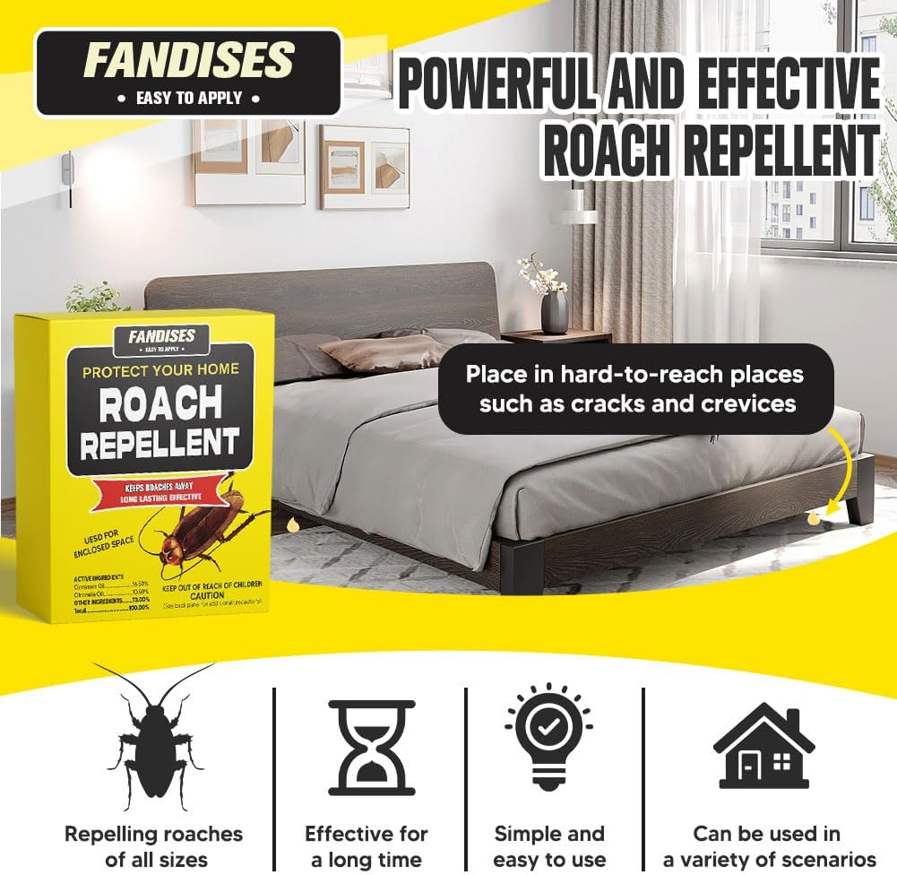 Cockroach Repellent, Roach Repellent Indoor, Get Rid of Cockroaches, Roach Control,Pet Safe Roach Repellent,Outdoor Cockroach Repellent,Cockroach Deterrent,Roach Away- 4P, Yellow image number 2