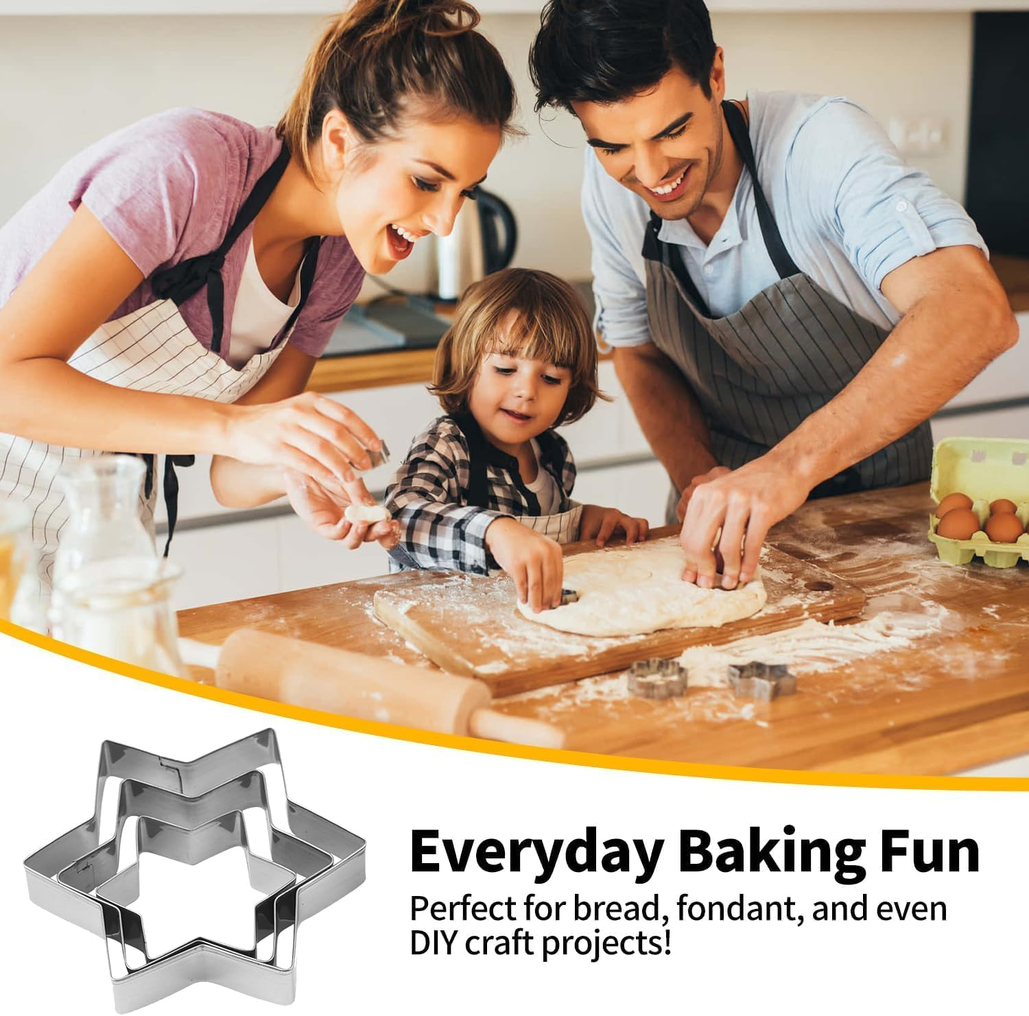 Cookie Cutters Set, Fyvaido 12Pcs Metal Cookie Cutters, Heart, Star, Round, Flower Cookie Cutters Shapes Baking Set Biscuit Stainless Steel Molds Cutters for Baking image number 4