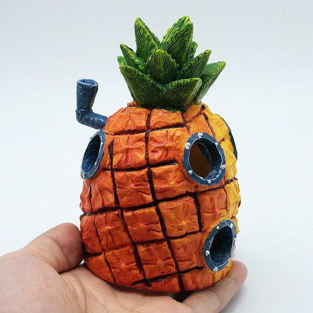Penn Plax Spongebob Squarepants Pineapple Home with Swim through Holes Resin Replica Aquarium Ornament image number 2