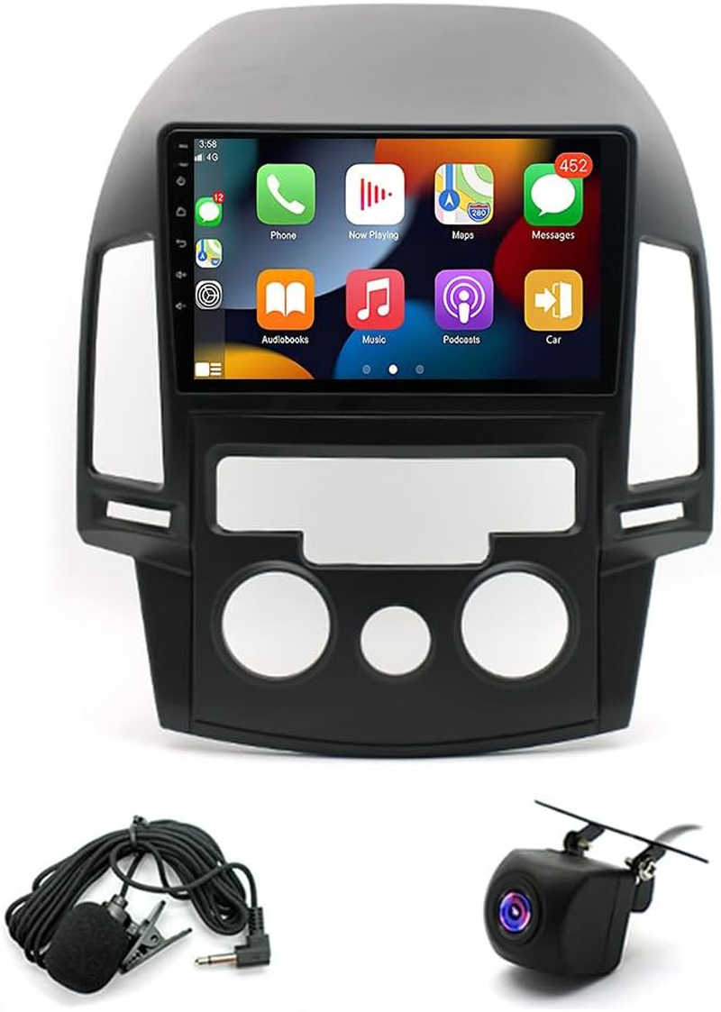 Car Stereo Compatible for Hyundai I30 Manual 2006-2011 FD, Double DIN Car Stereo Radio 2+32G 9" Touch Screen Radio Wireless Carplay Android Auto Bluetooth Wifi FM GPS Mic image number 5