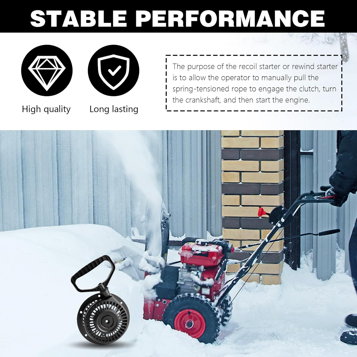 Recoil Starter Assembly 20001054 for Ariens Sno-Tek, Compact, Classic, Deluxe, AX254 Engines, 920021, 920022, 921024, 921030 Snow Blowers (Black) image number 1