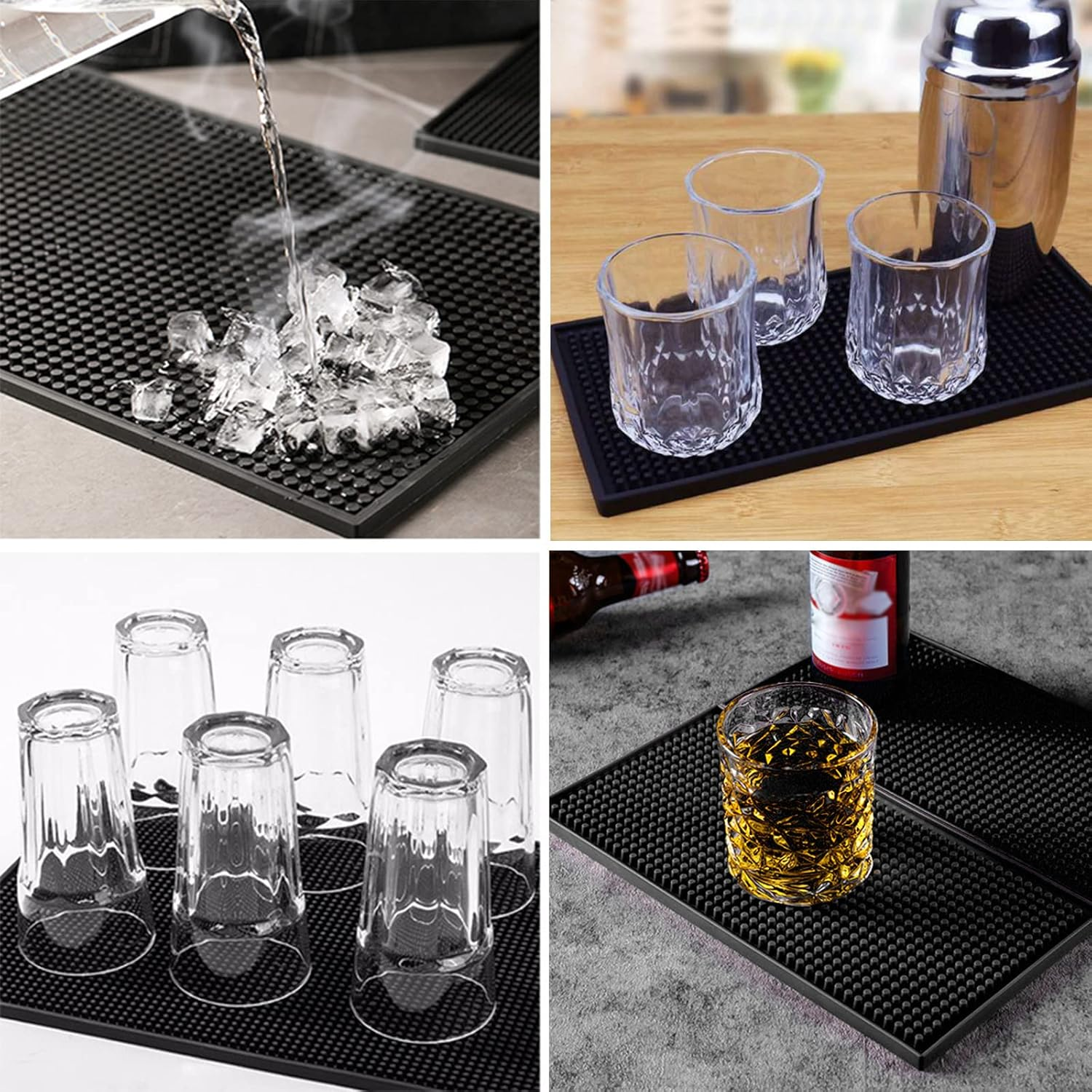 Bar Mat, Black Coffee Drying Mat PVC Bar Service Mat Non Slip Countertop Spill Mat for Tea, Coffee, Barware Tool Organizer image number 1