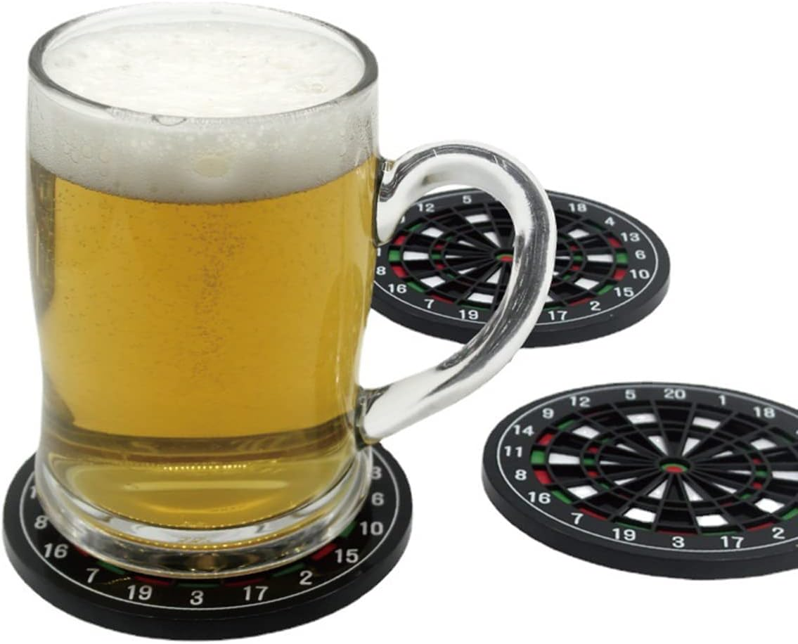 MEDOYOH Set of 4 Dartboard Drinks Coasters, Non-Slip Beer Coasters, Washable Funny Coasters, Heat Resistant for Coffee, Beer Cups, Wine, Glass, Bottle, Home, Pub, Bar image number 2