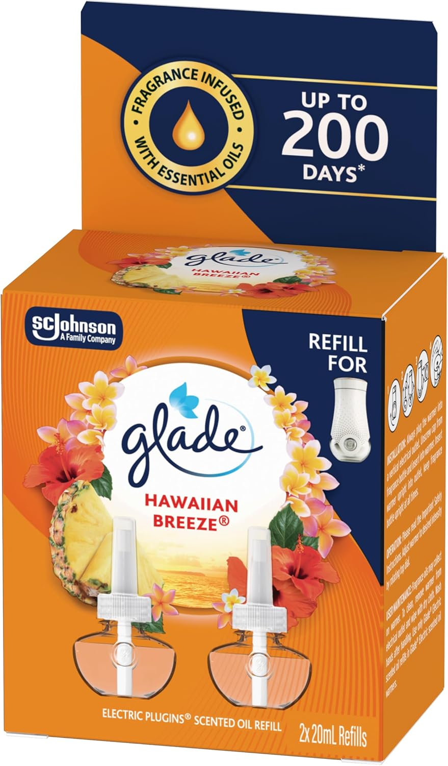 Glade Plugin Scented Oil Refill Hawaiian Breeze 2X20Ml &ndash; Exotic Fragrance, up to 200 Days of Fragrance image number 3