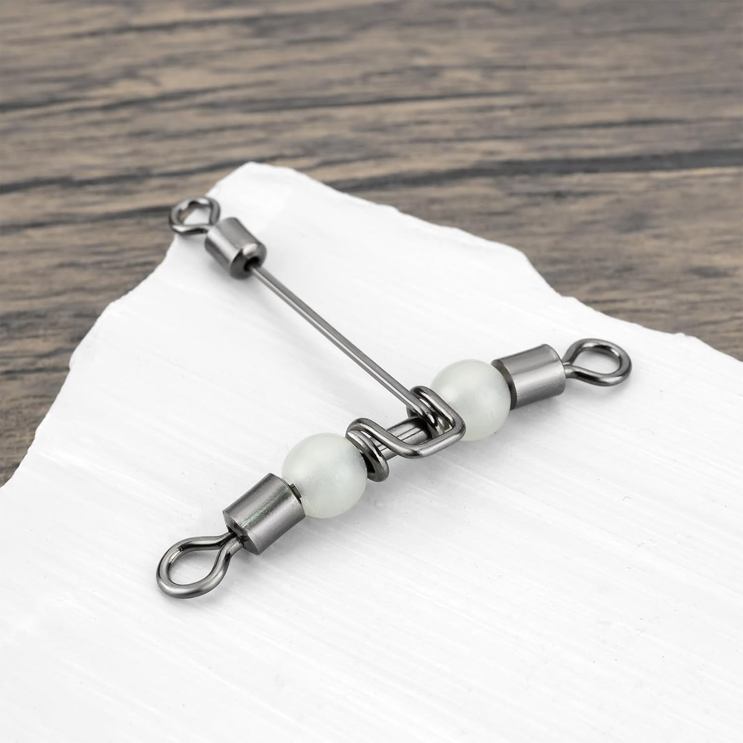 Emsea 20Pcs Heavy Duty 3 Way Fishing Swivels Luminous Triple T-Barrel Cross Line Swivels with Pear Beads for Saltwater Freshwater Tackle