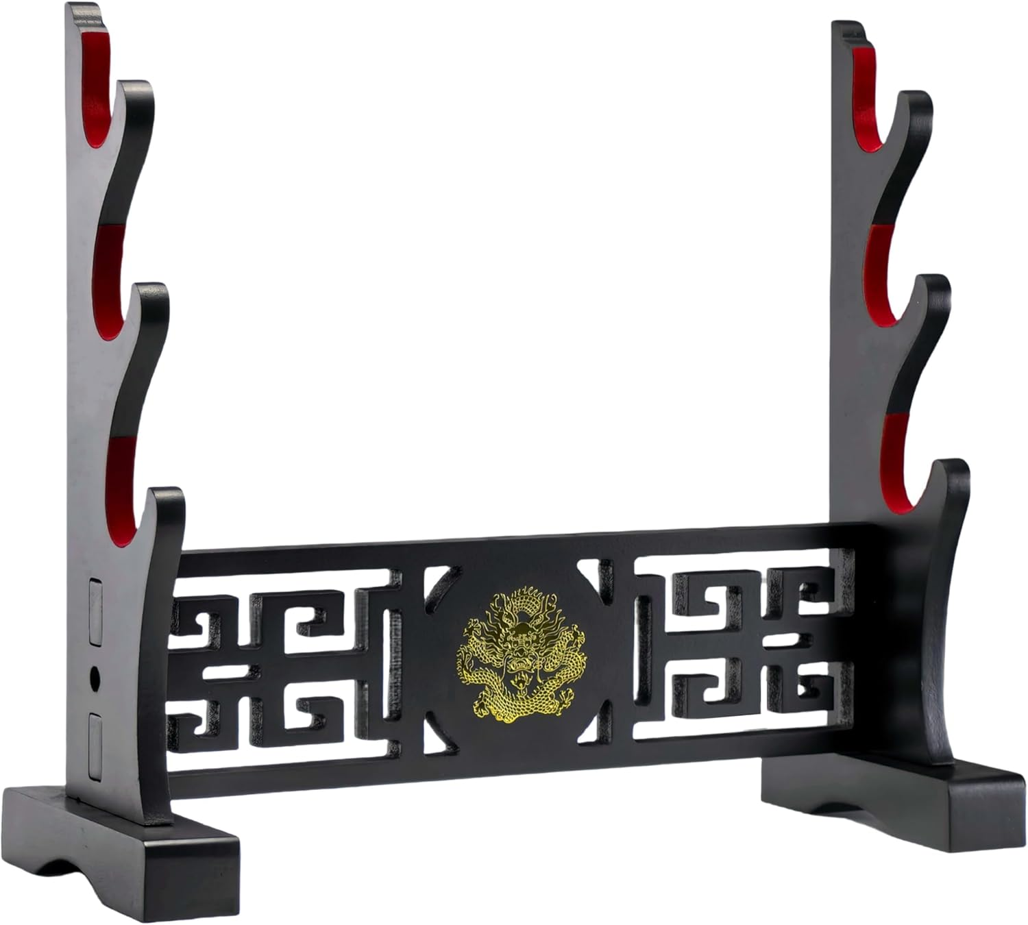 Eforlife Padded Sword Stand Display Velvet Protect Sword Rack Katana Genji Japanese Samurai Blade Gladius Templar Medieval Sword Stand Holder - Dragon (2-Tier)
