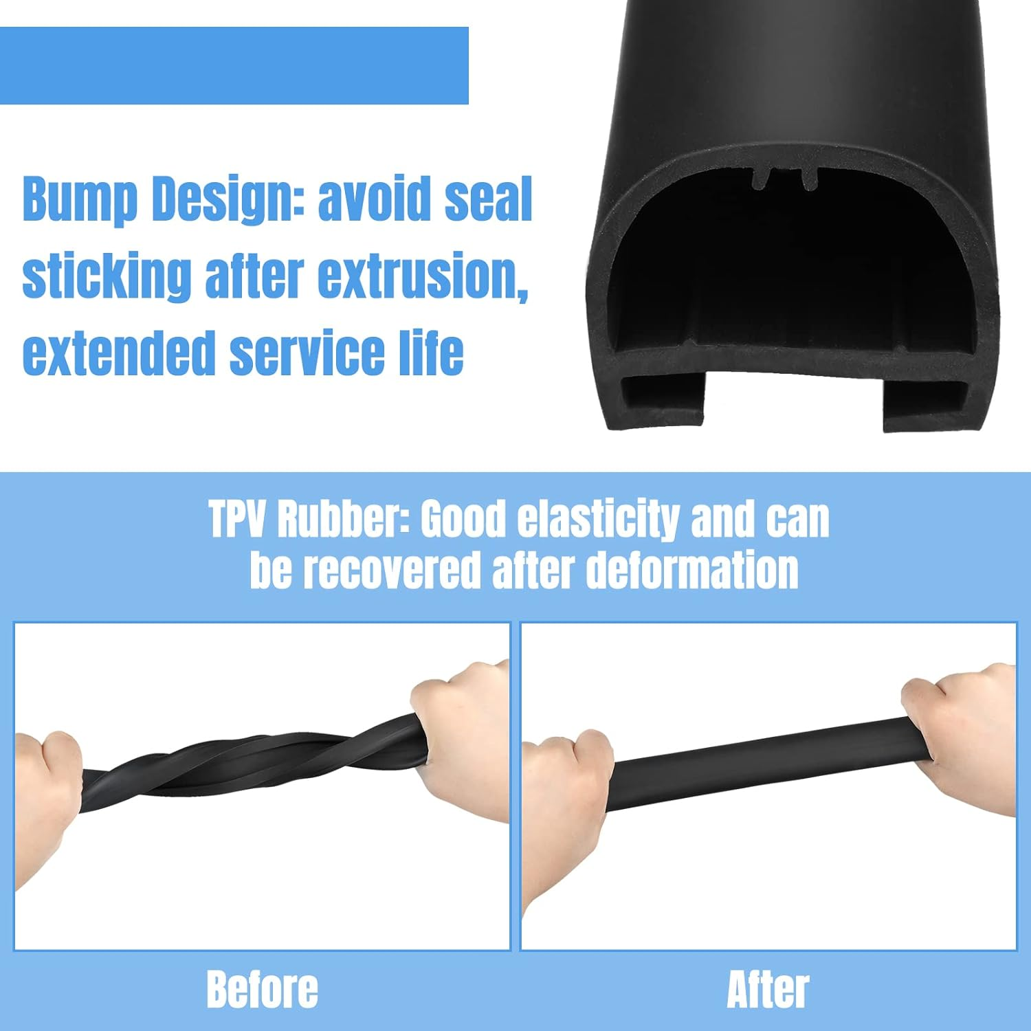 Tallew D-Shape Seal RV Slide Out System Long Black Rubber Thickened EPDM Seal RV Parts and Accessories for RV Travel Trailer Automotive Tops Door Side Slide Out System Seal, 35 Feet (1 X 15/16 Inch) image number 6