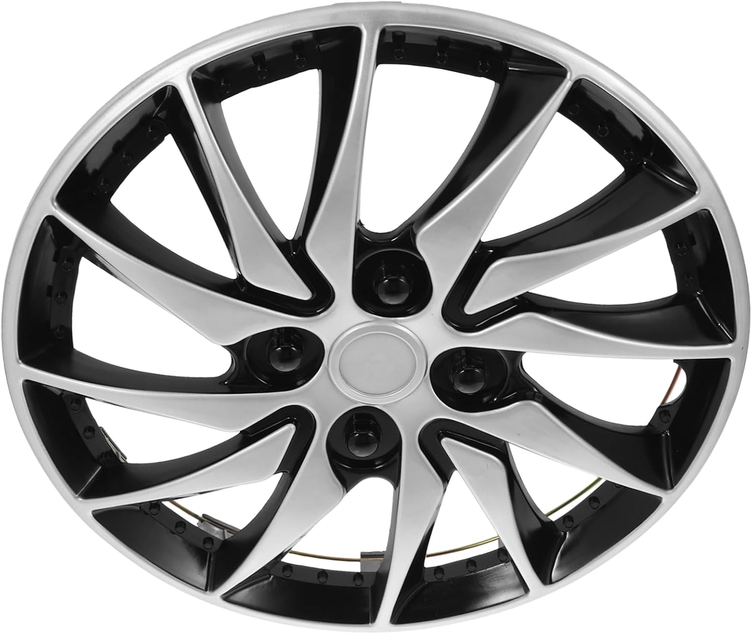 PRETYZOOM 14 Inch Car Hubcap Cover Silver Black, Automotive Wheel Hub Center Cap Replacement for SUV Truck Cars, Sturdy Steel Rim Decorative Wheel Cover for All-Season Use