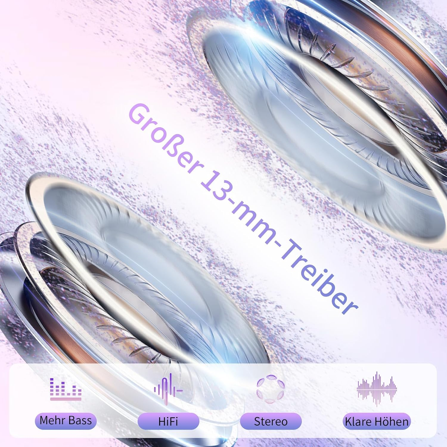 Bluetooth Headphones in Ear, 6 Microphones, ENC Noise Cancelling for Clearer Calls, Wireless Bluetooth 5.4 Hifi Deep Bass, USB C Headphones, 48 Hours, LED, IPX7 Waterproof Sports Earphones, Purple