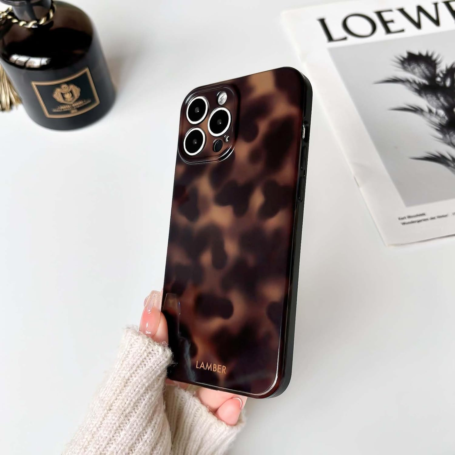 NITITOP Compatible with Iphone 14 Pro Case Cute Leopard Pattern Brown Aesthetic for Women Girls Amber Design Stylish Soft TPU Protective Phone Case - Brown2 image number 7