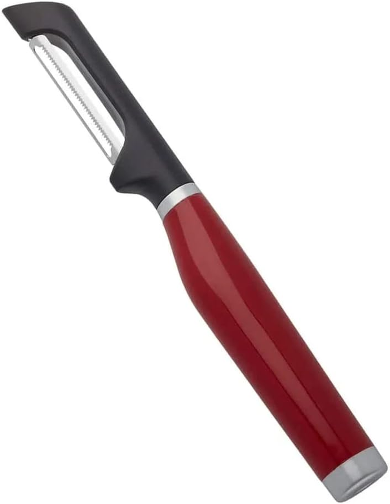 Kitchenaid Classic Euro Peeler Empire Red - Double-Edged Serrated Blade for Effortless Peeling | Rust-Resistant Stainless Steel Construction | Ergonomic Handle for Comfort Protective Sheath