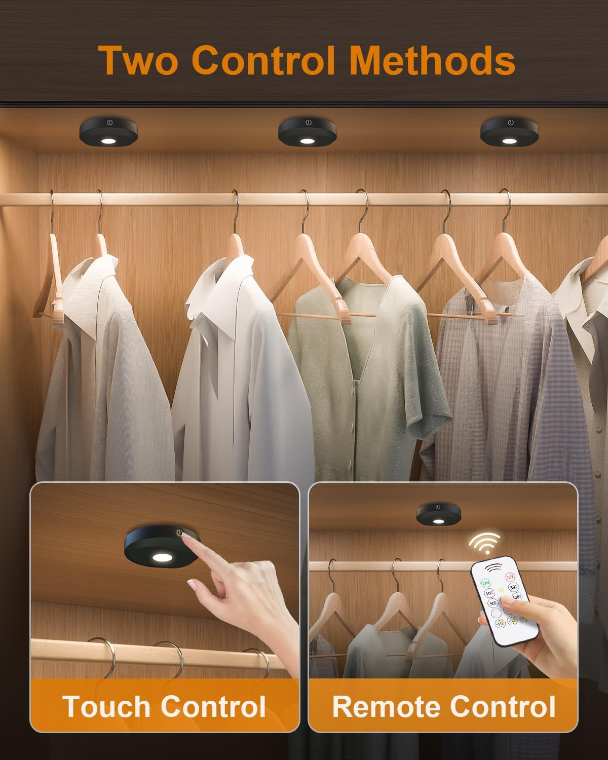 WILLED under Cabinet Lighting Wireless,Rechargeable Puck Lights with Remote Control,Battery Tap Light Stick On,3 Colors and Timer Function LED Lights for Kitchen,Cabinet,Counter,Closet,Shelf,6 Pack image number 2