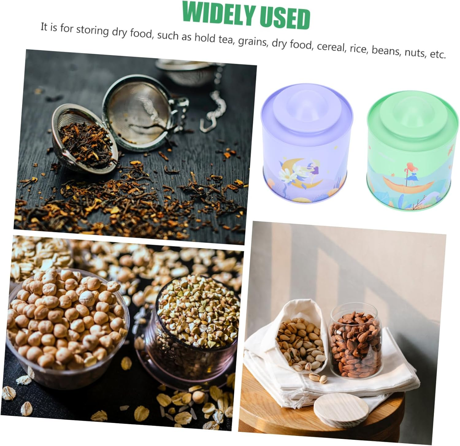 SHOWERORO 2Pcs Mini Tinplate Canisters Tea Storage Jars Lids for Jewelry Home Decor image number 3