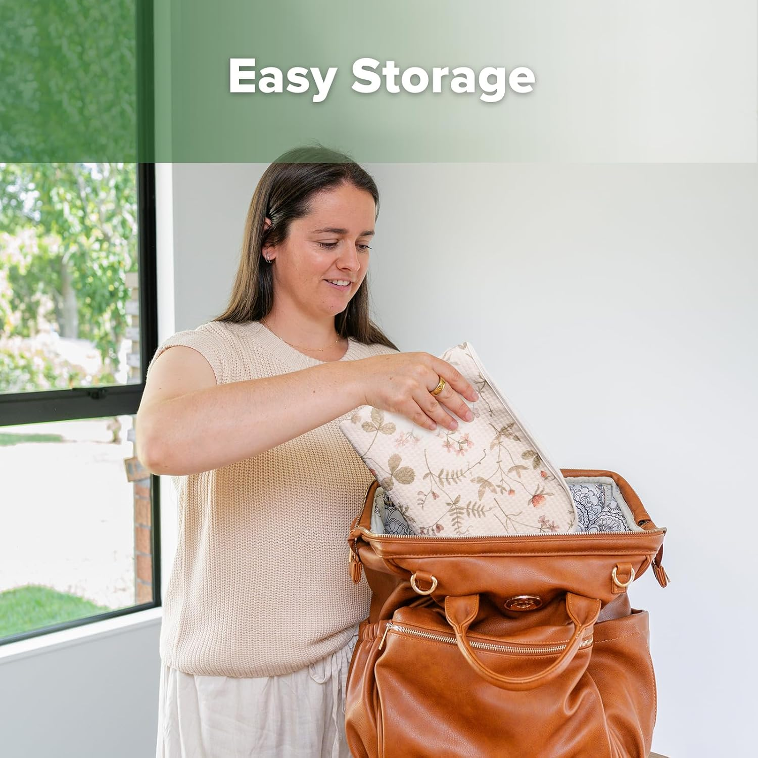 Haakaa Waterproof Changing Pad Liners, 100% Cotton, Soft & Breathable (1Pc, 19.5" X 27.5" Vintage Garden) image number 2