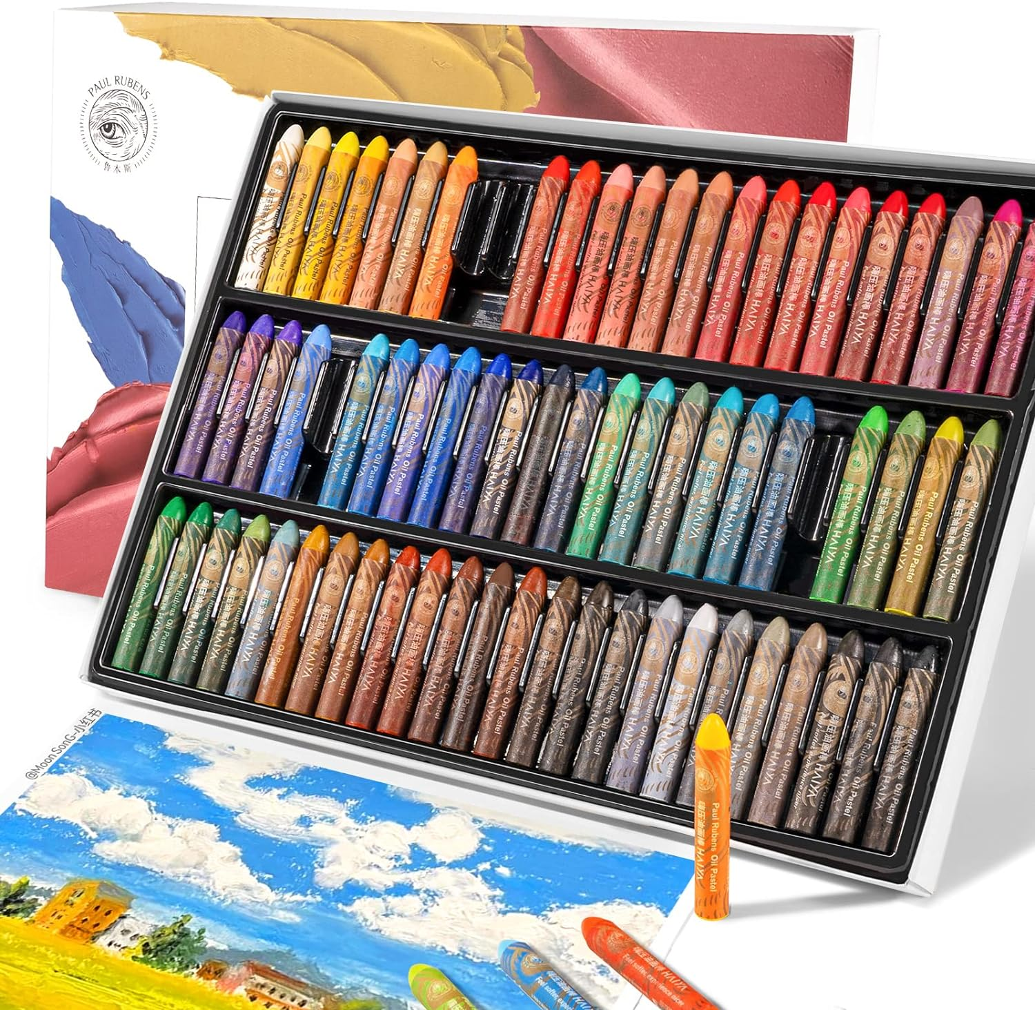 Paul Rubens Oil Pastels Set, 72 Colors HAIYA Artist Soft Oil Pastels Vibrant and Creamy, Pastels Art Supplies for Artists, Beginners, Students, Kids Art Painting Drawing LQUS23010036 image number 1